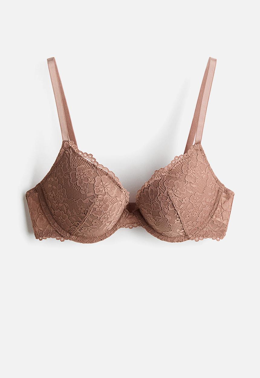 H&M - Lace push-up bra - light brown
