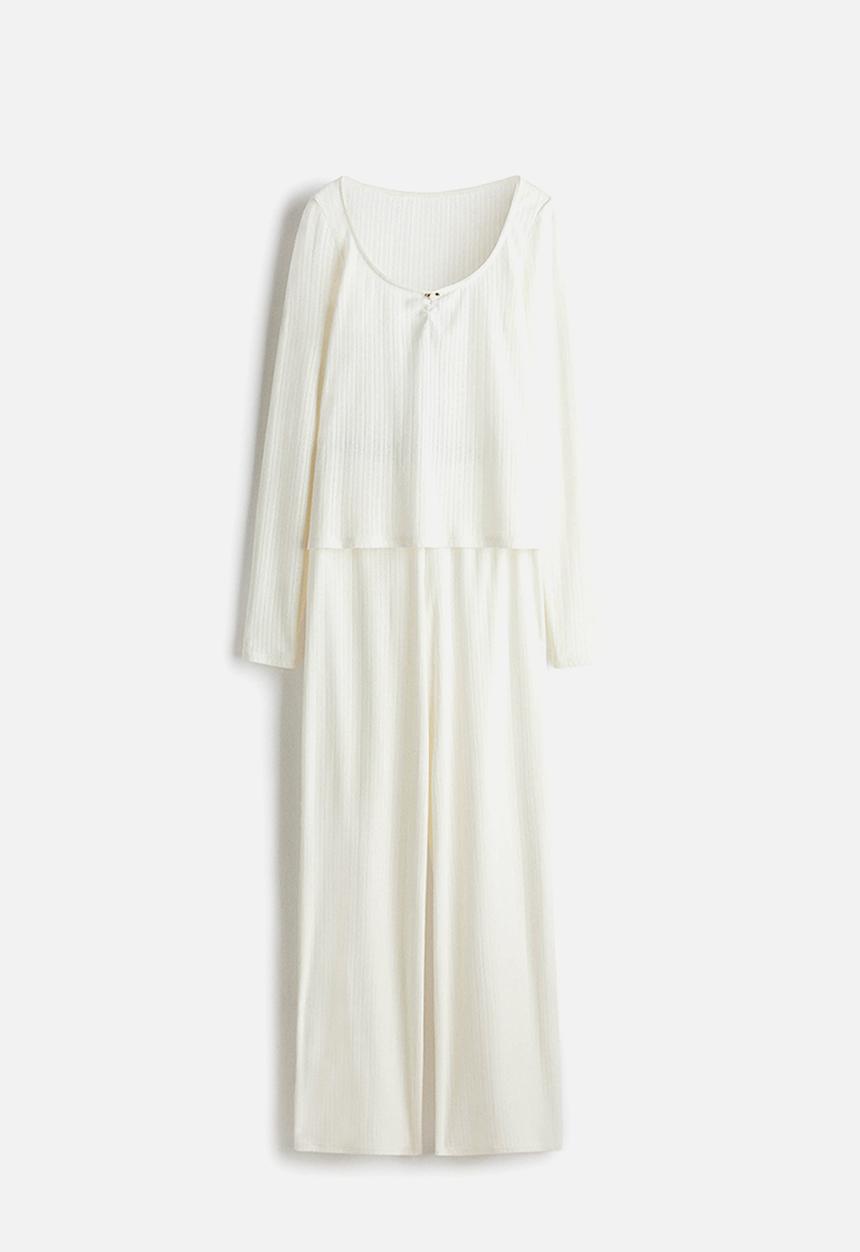 H&M - Cotton pointelle pyjamas - white