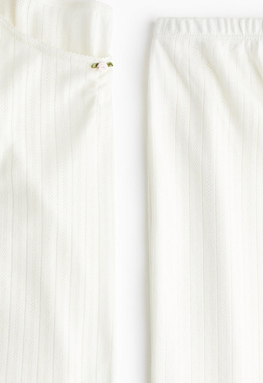 H&M - Cotton pointelle pyjamas - white