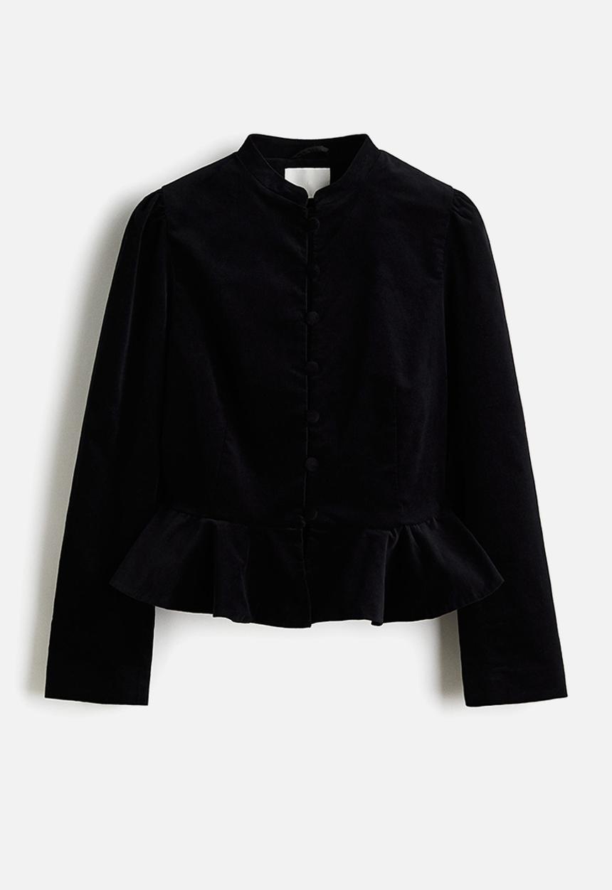 H&M - Velvet peplum jacket - black