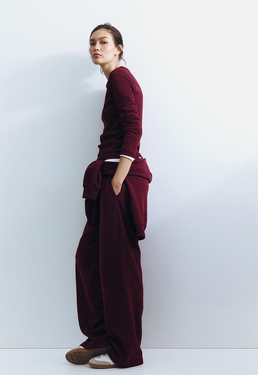 H&M - Ribbed cotton top - burgundy