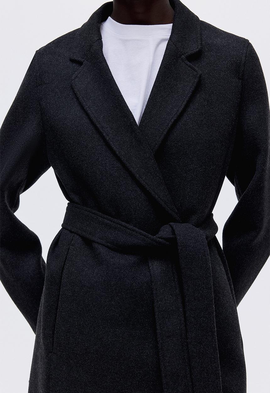 H&M - Tie-belt coat - black