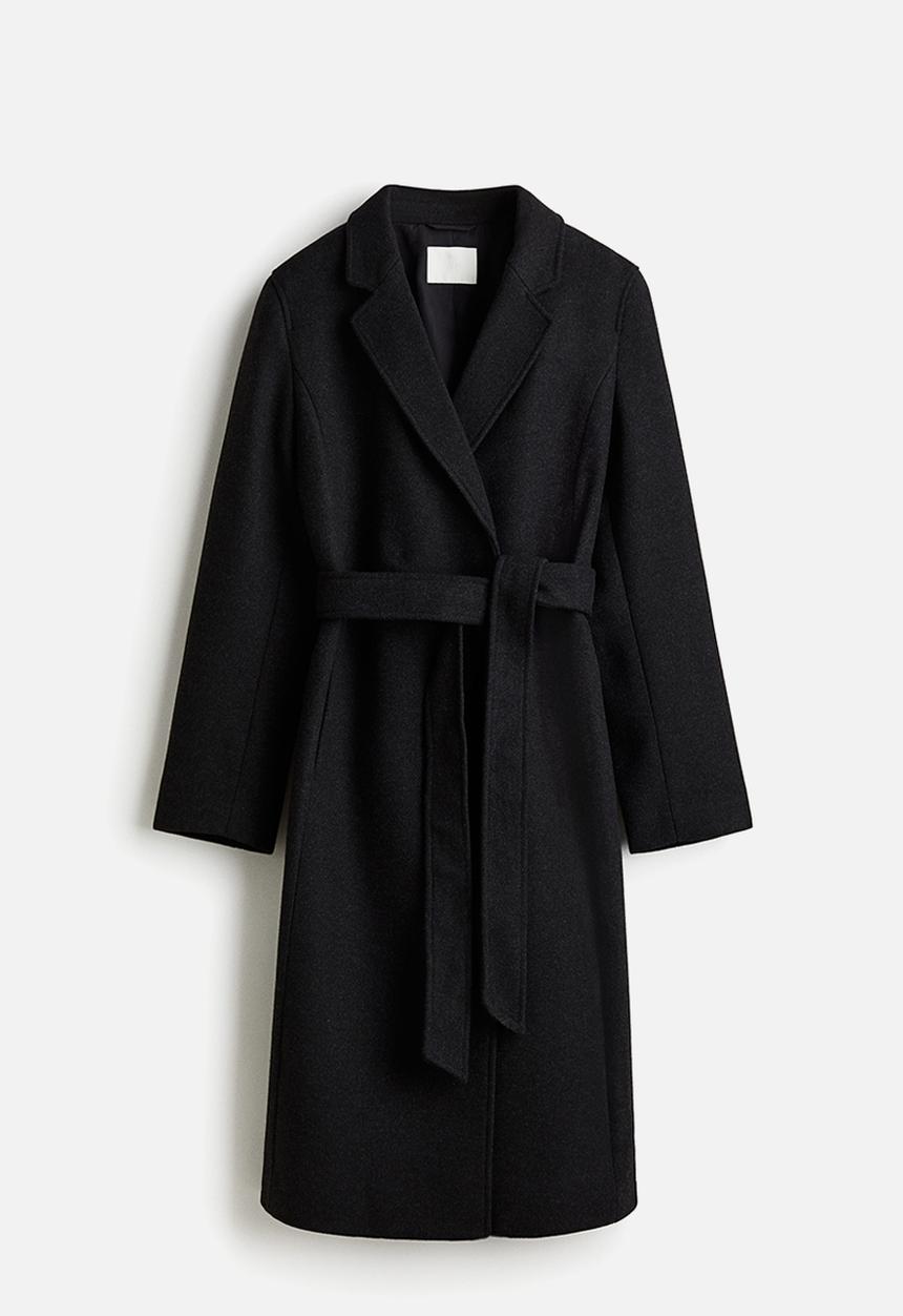 H&M - Tie-belt coat - black