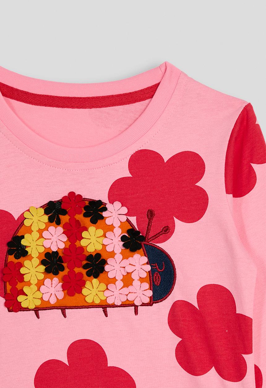 Pop Candy - Red floral aop pj set - pink/ladybug