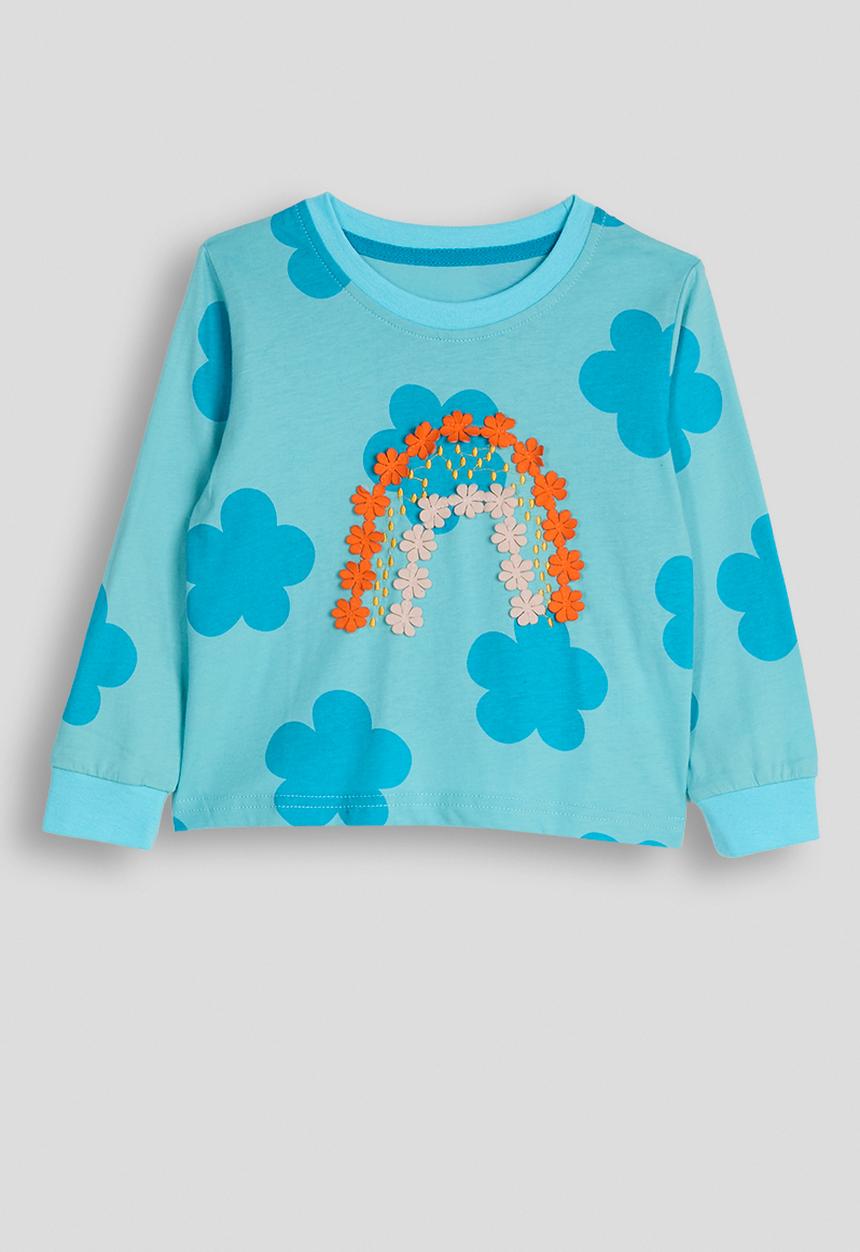 Pop Candy - Blue floral aop pj set - blue/raiinbow
