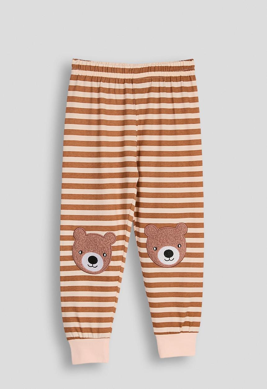 Pop Candy - Bear patch pj set - seashell peach/brown stripes