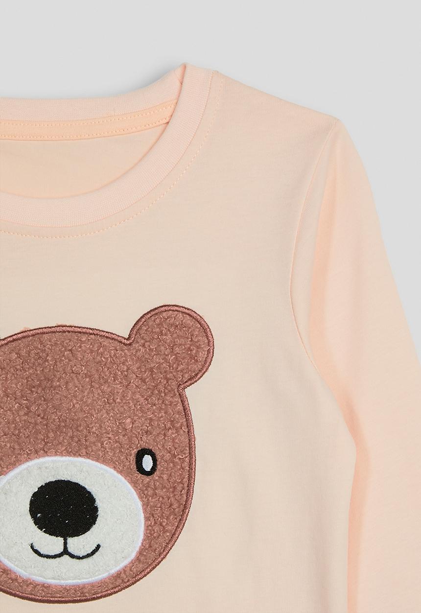 Pop Candy - Bear patch pj set - seashell peach/brown stripes