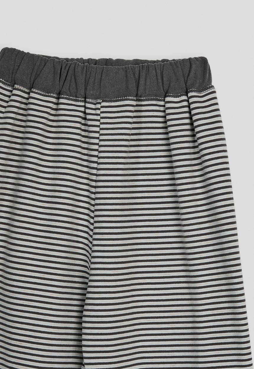 Pop Candy - Patch pocket tee with striped pants pj set - grey