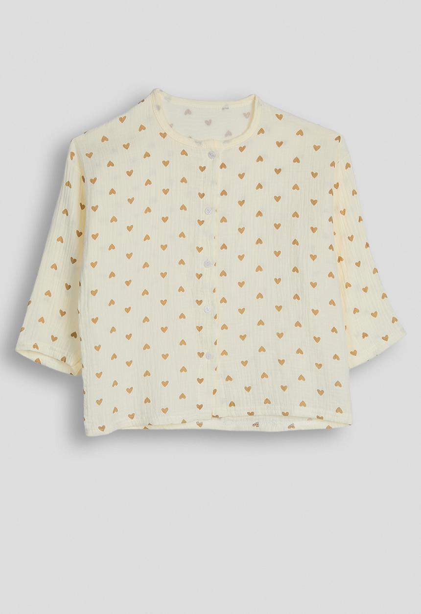 Pop Candy - Soft cotton pj set - cream/heart aop
