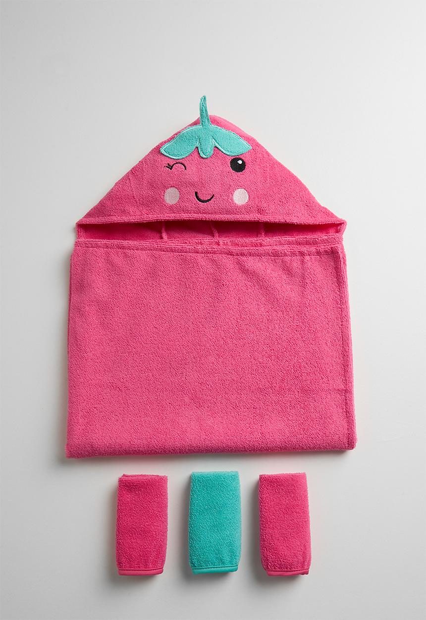 Pop Candy - Strawberry hooded towel box set - hot pink