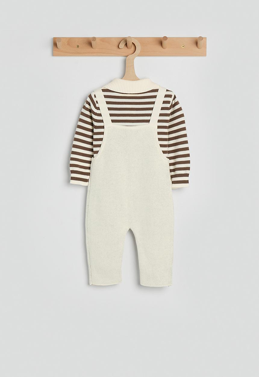 Pop Candy - Knit romper - brown stripes/cream