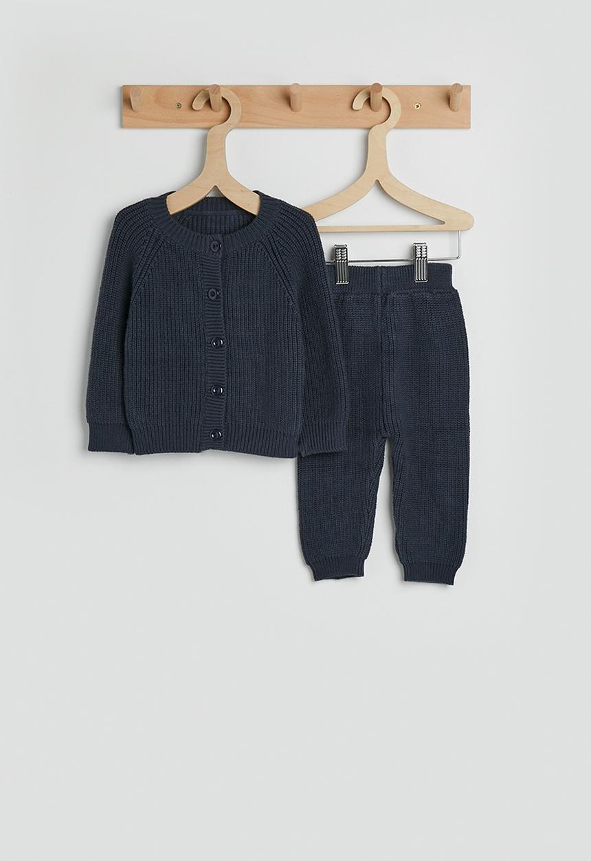Pop Candy - Ribbed knit cardigan & joggers - navy
