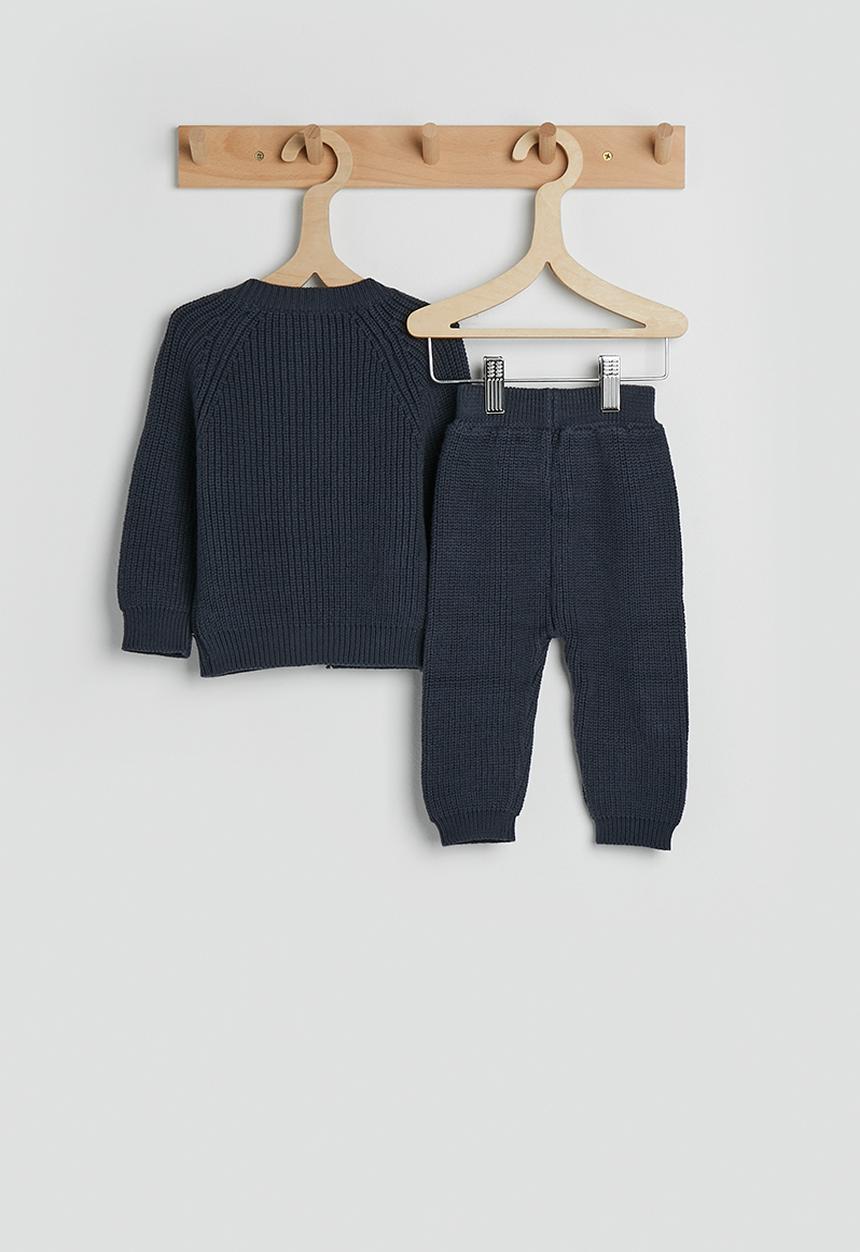 Pop Candy - Ribbed knit cardigan & joggers - navy