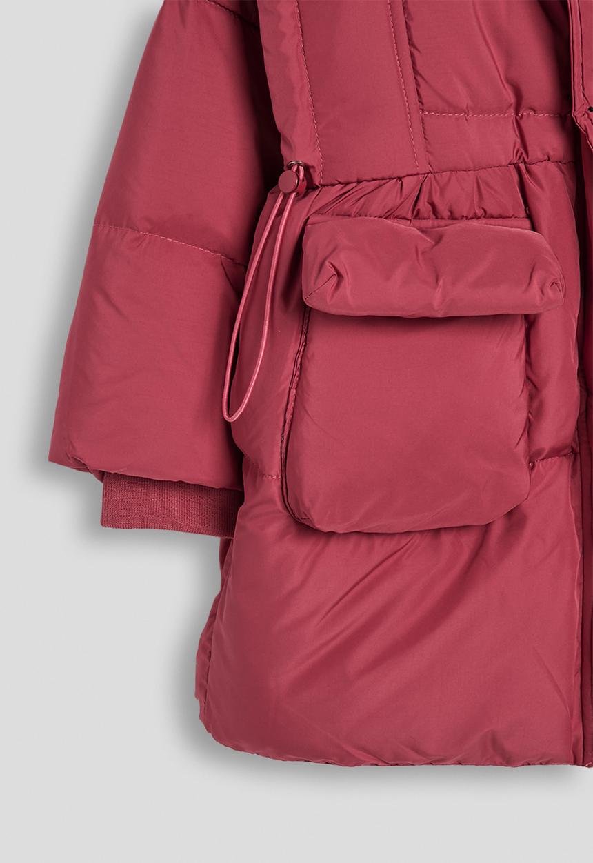 Pop Candy - Shoulder overlay puffer jacket with padded pockets - claret red