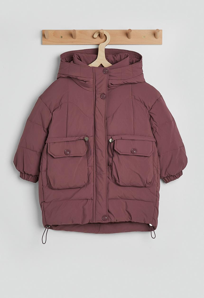 Pop Candy - Utility detailed puffer jacket - brick red