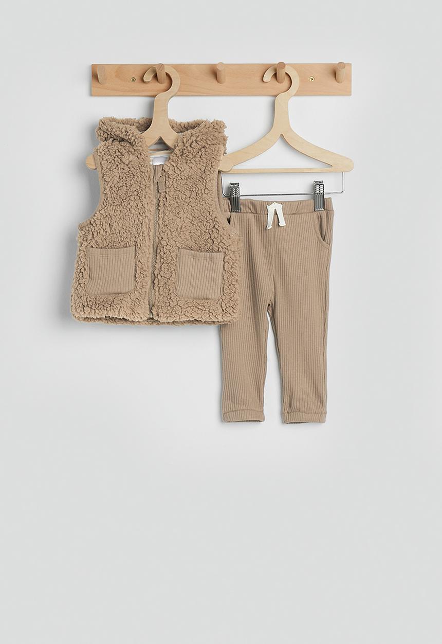 Pop Candy - Novelty fleece vest with leggings - light brown