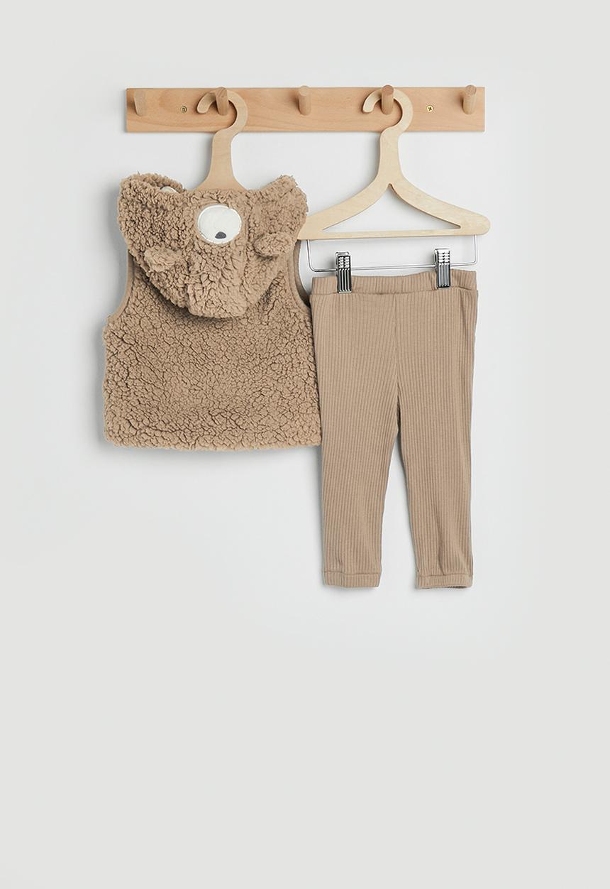 Pop Candy - Novelty fleece vest with leggings - light brown