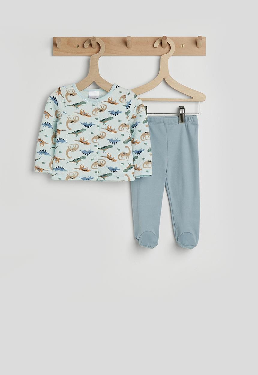 Pop Candy - Quilted cardigan with footed tights - blue/dino multi