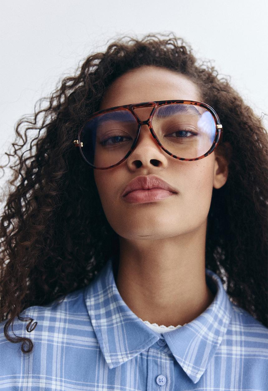 H&M - Oversized cotton shirt - blue checked