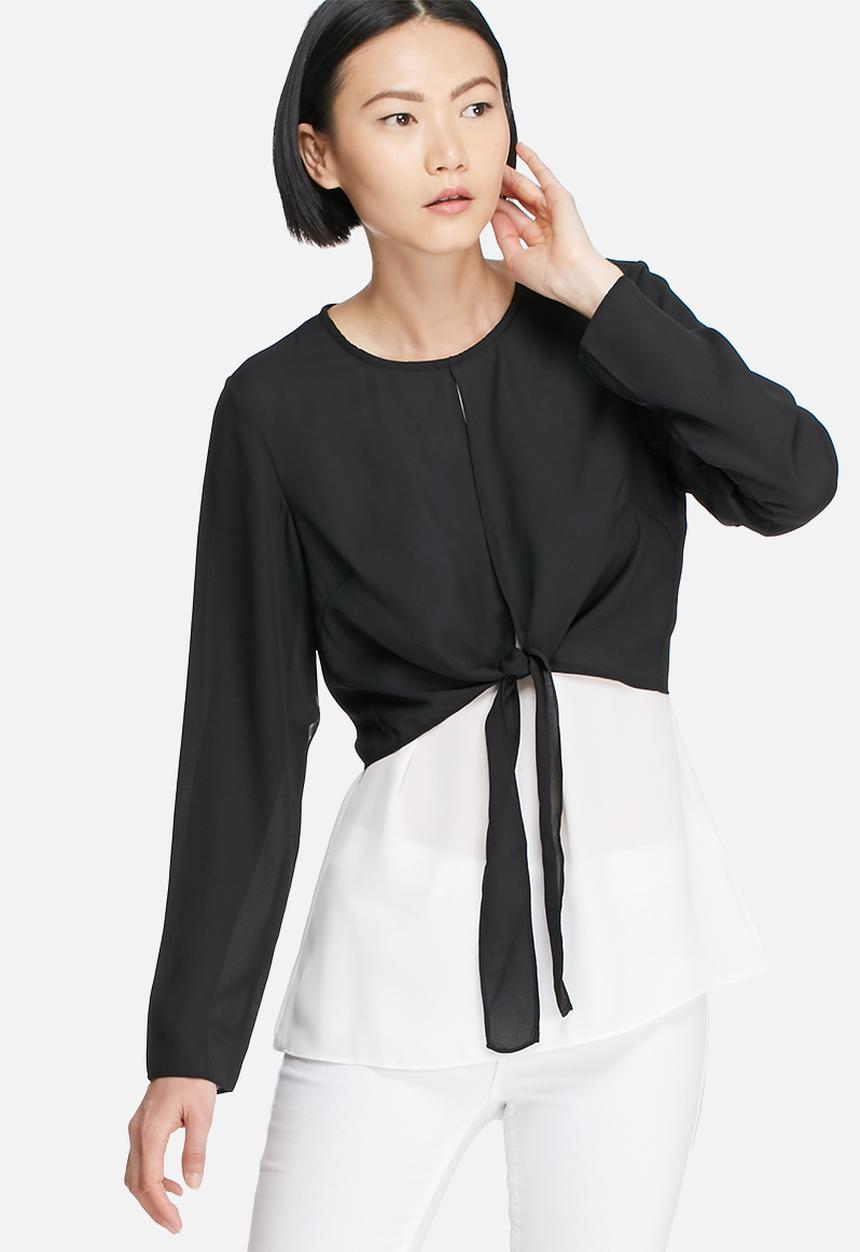 Glamorous - Two-tone waist tie top
