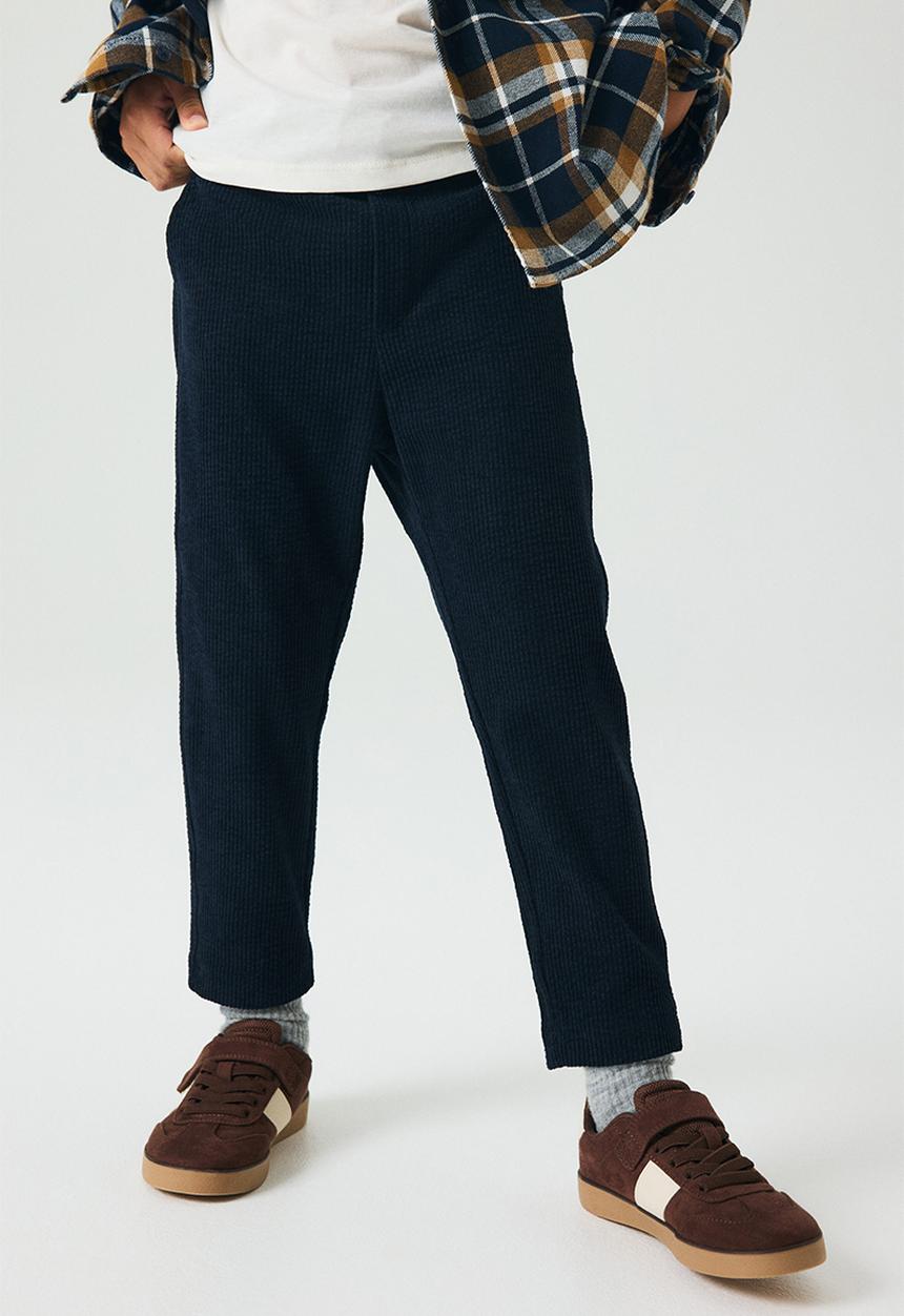 H&M - Ribbed velour trousers - navy blue