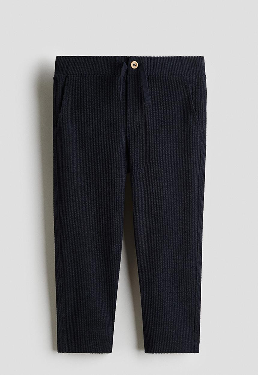 H&M - Ribbed velour trousers - navy blue