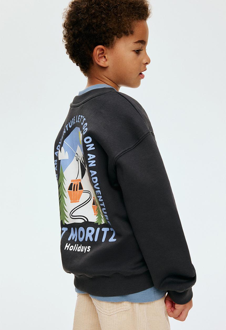 H&M - Printed sweatshirt - dark grey/st moritz