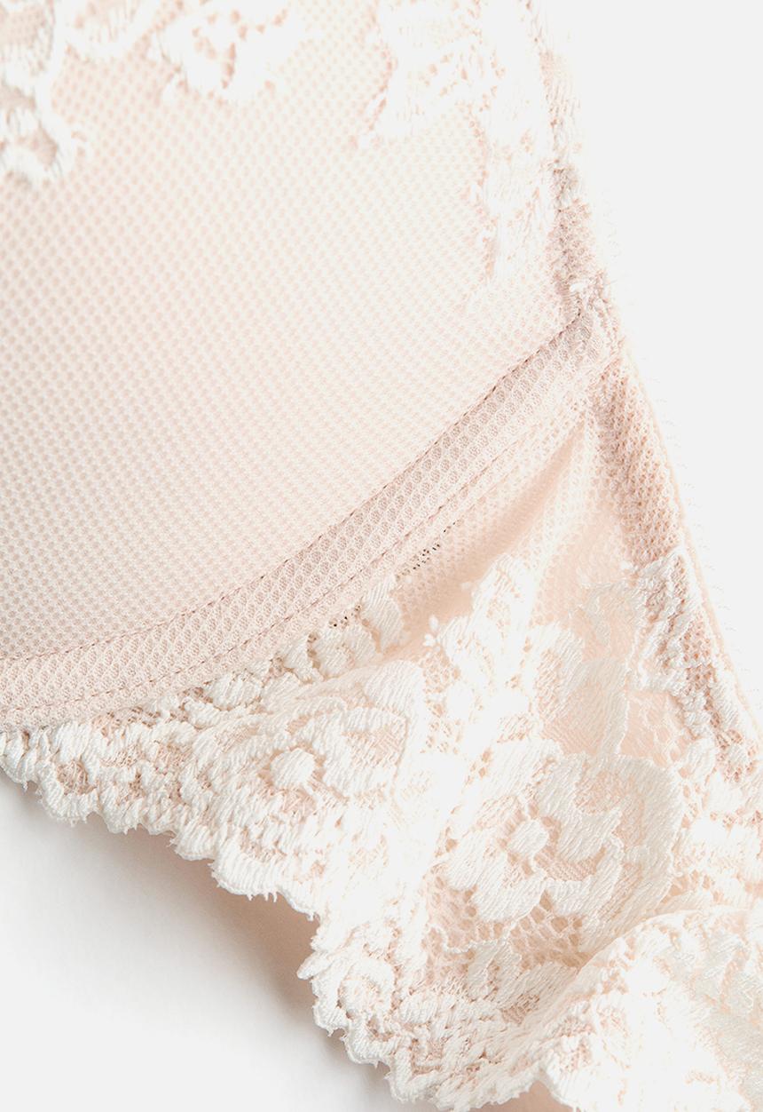 H&M - Lace push-up bra - light beige & white