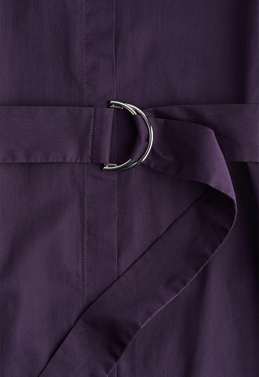 H&M - Belted poplin shirt dress - dark purple