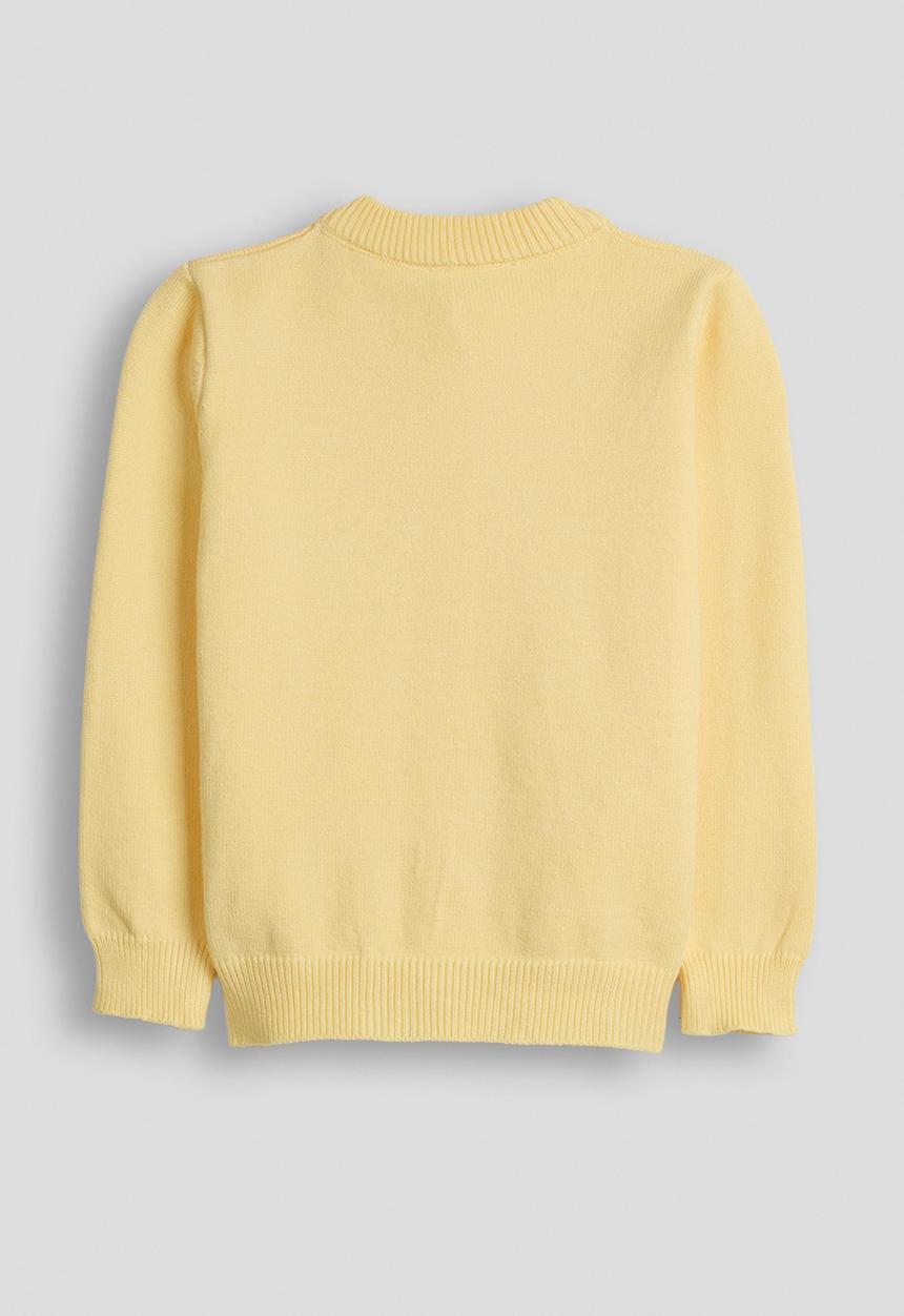 Pop Candy - Pearl and flower embellished cardigan - yellow