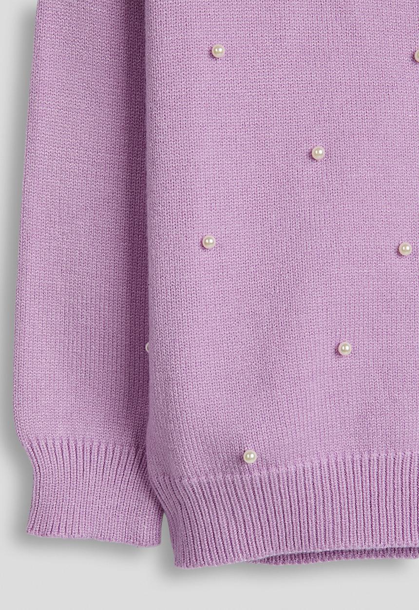 Pop Candy - Pearl and flower embellished cardigan - light purple
