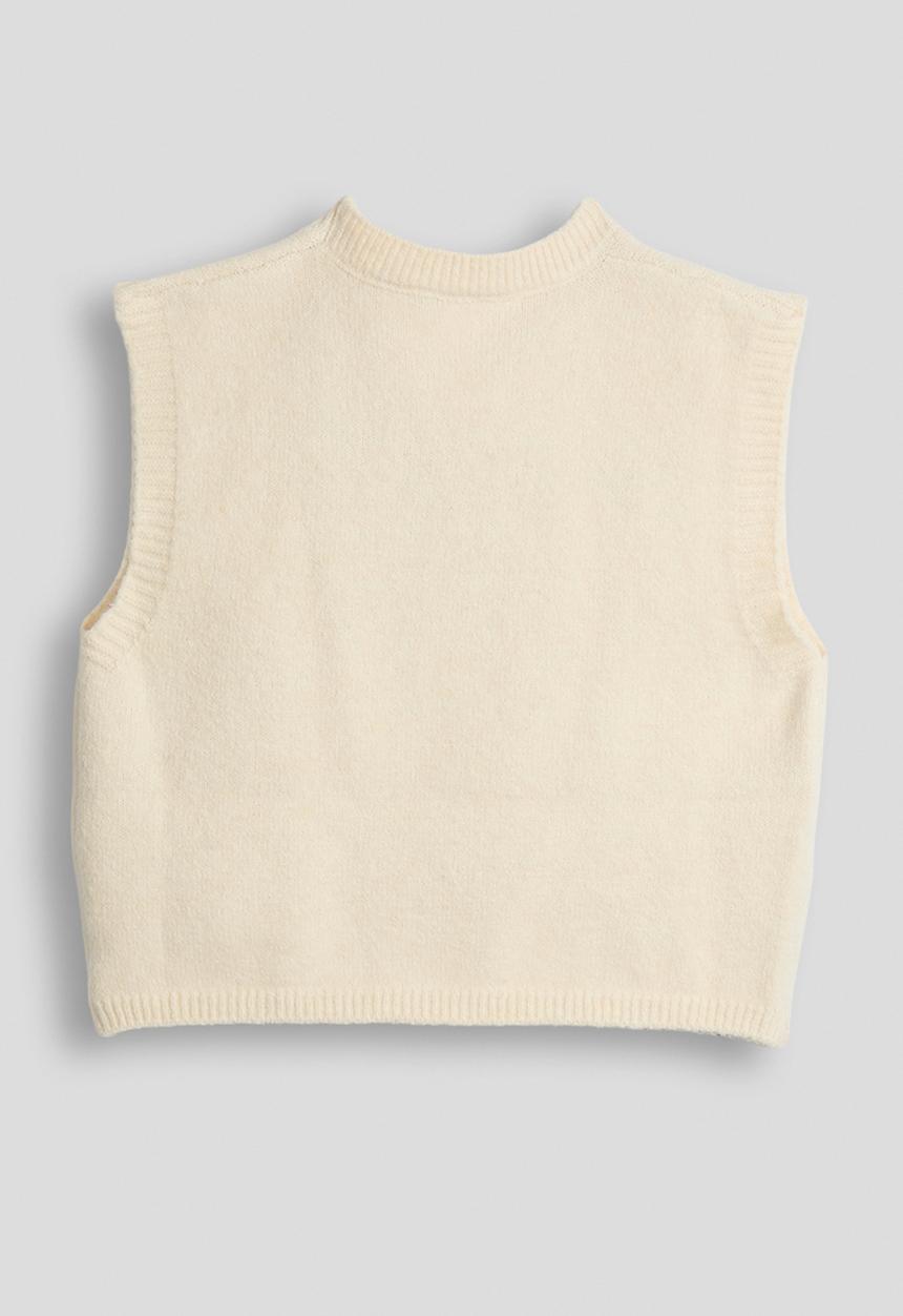 Pop Candy - Knit floral stitched vest - cream
