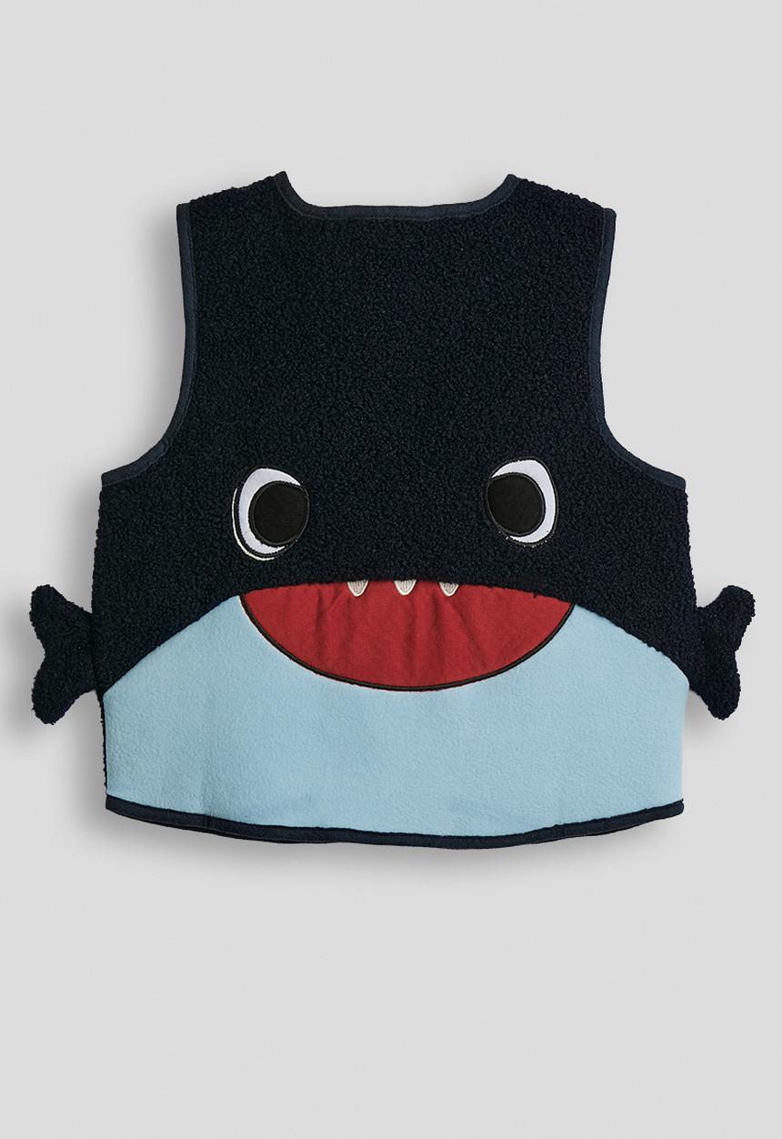 Pop Candy - Boiled faux fur shark character vest - navy/multi