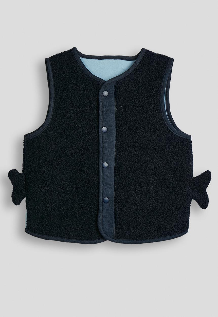 Pop Candy - Boiled faux fur shark character vest - navy/multi