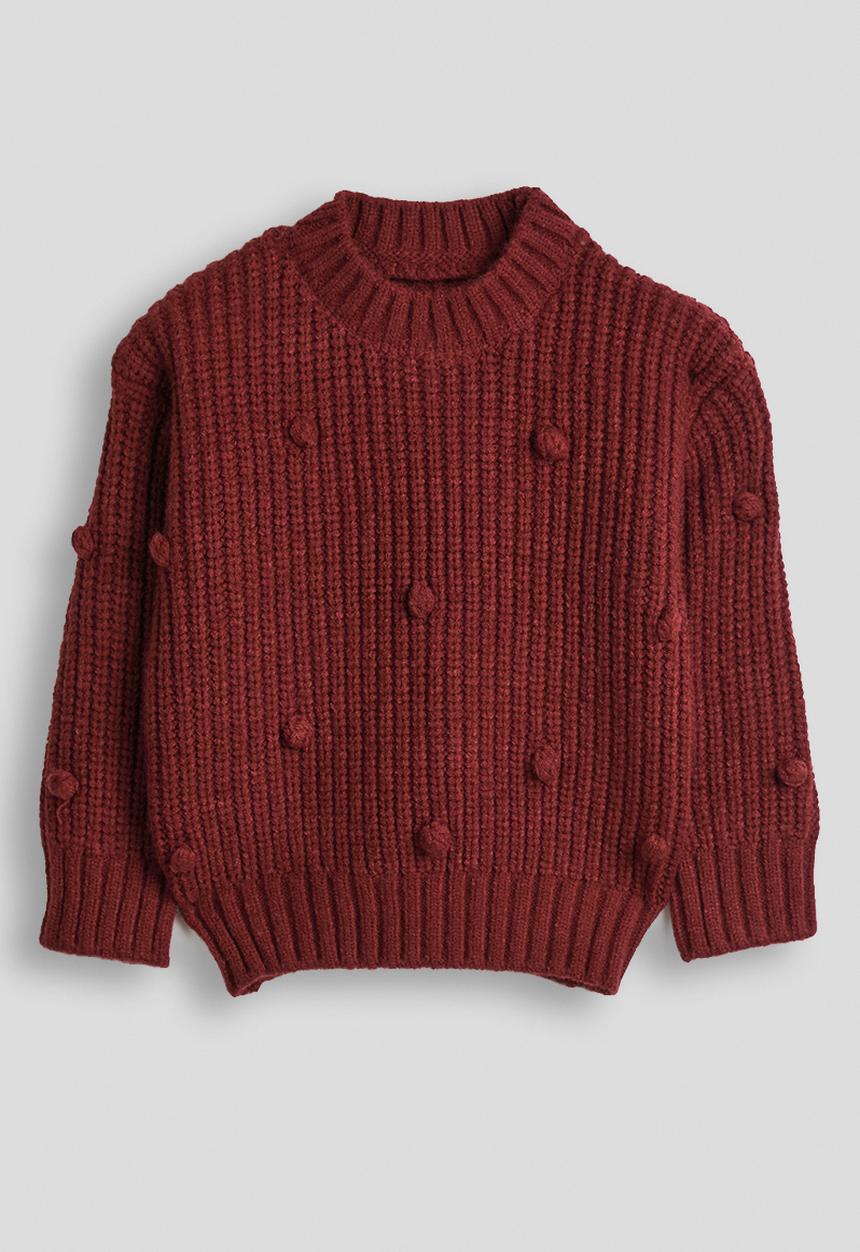 Pop Candy - Pom pom knit jumper - maroon