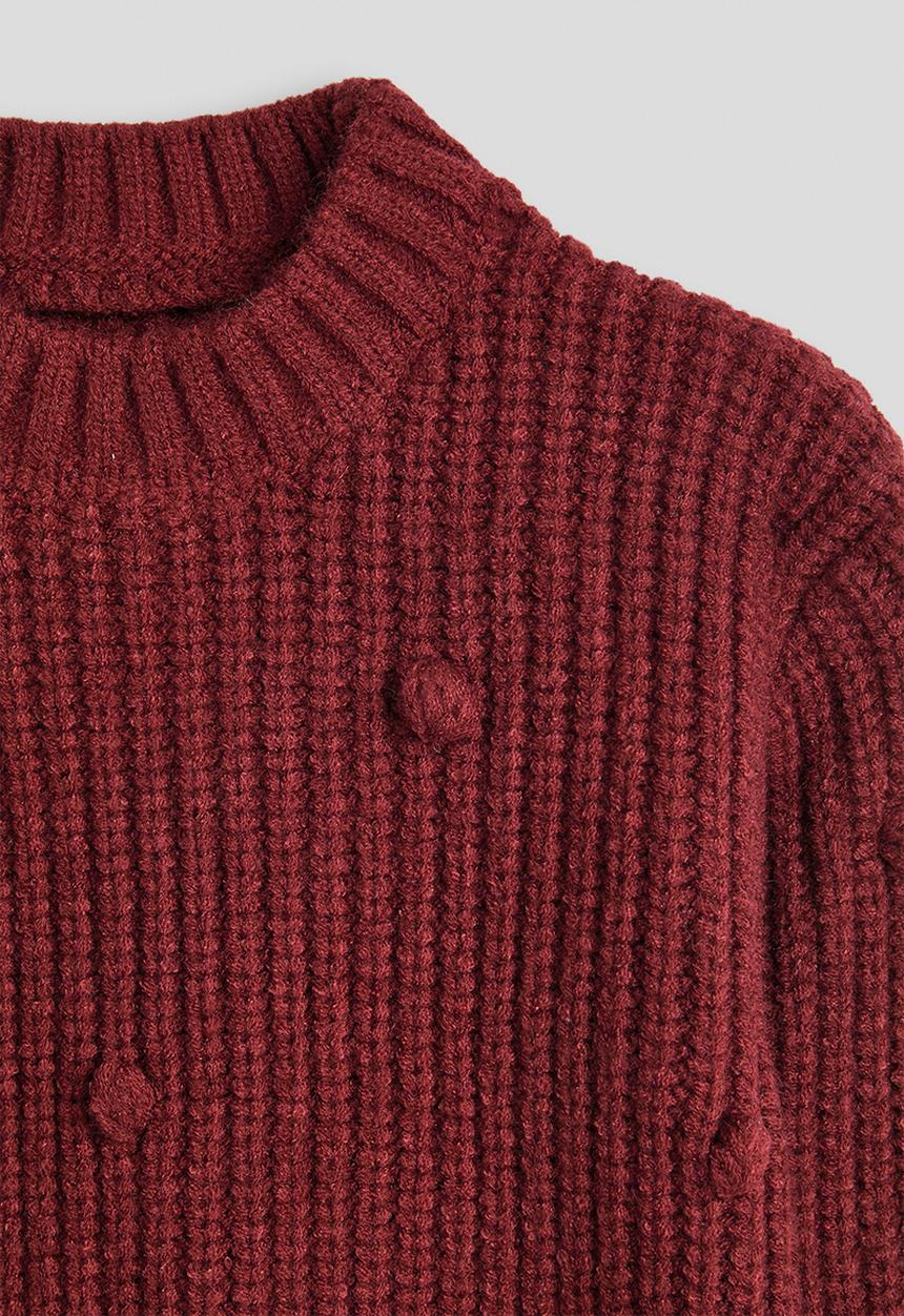 Pop Candy - Pom pom knit jumper - maroon