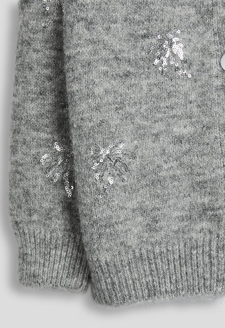 Pop Candy - Melange cardigan with sequin embellishments - grey