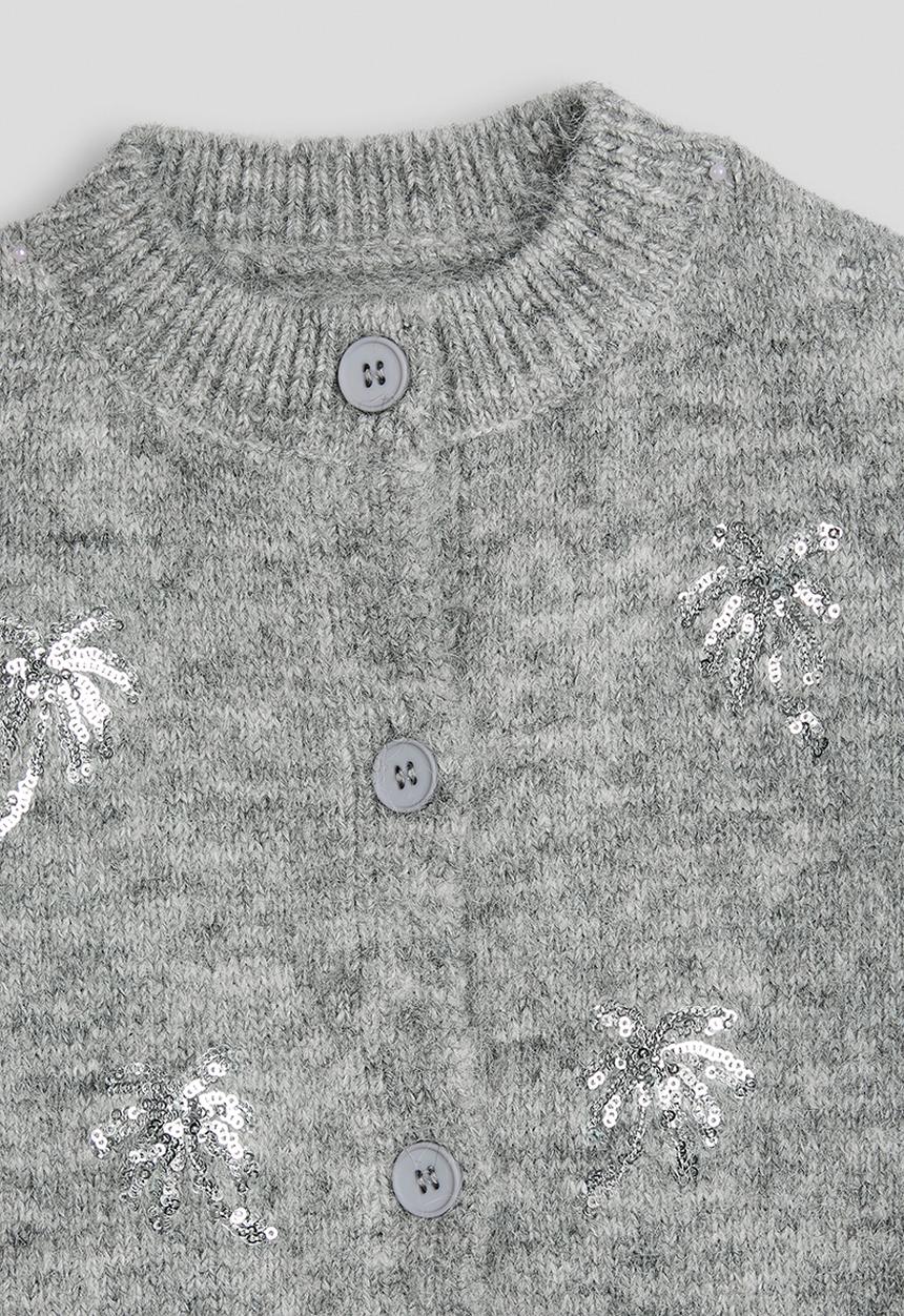 Pop Candy - Melange cardigan with sequin embellishments - grey