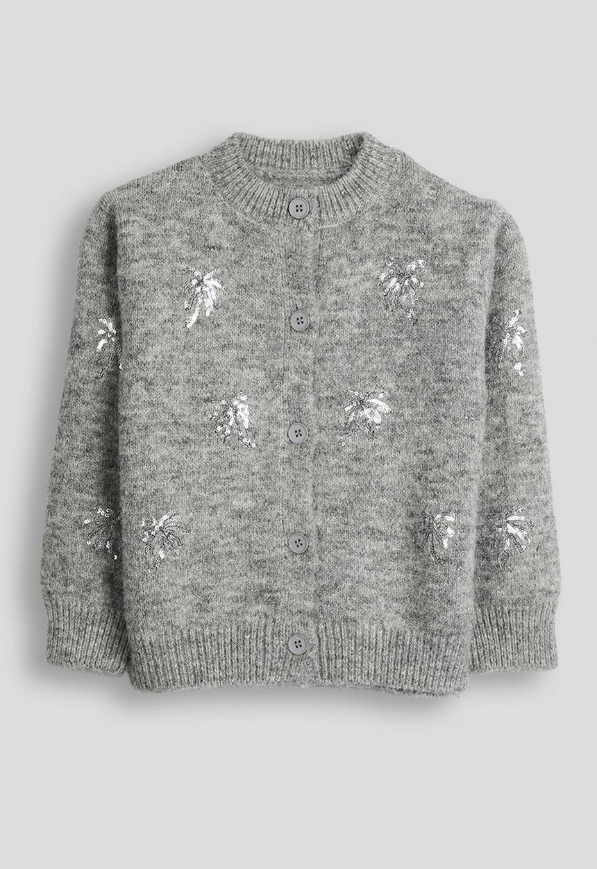 Pop Candy - Melange cardigan with sequin embellishments - grey