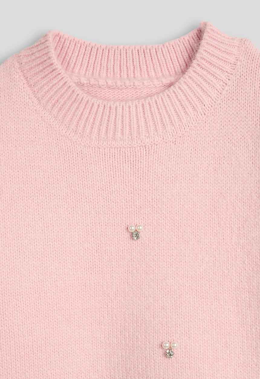 Pop Candy - Embellished knit sweater - light pink