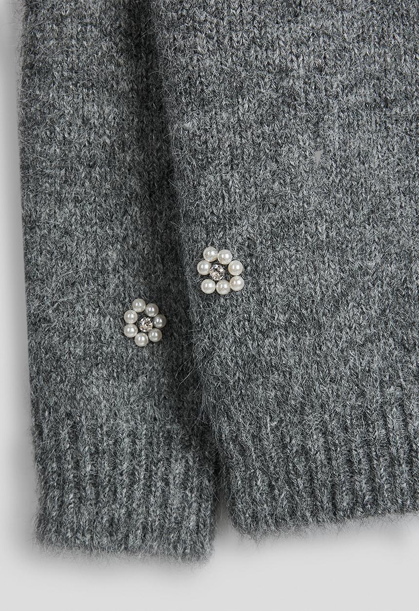 Pop Candy - Knit pearl embellished jumper - grey
