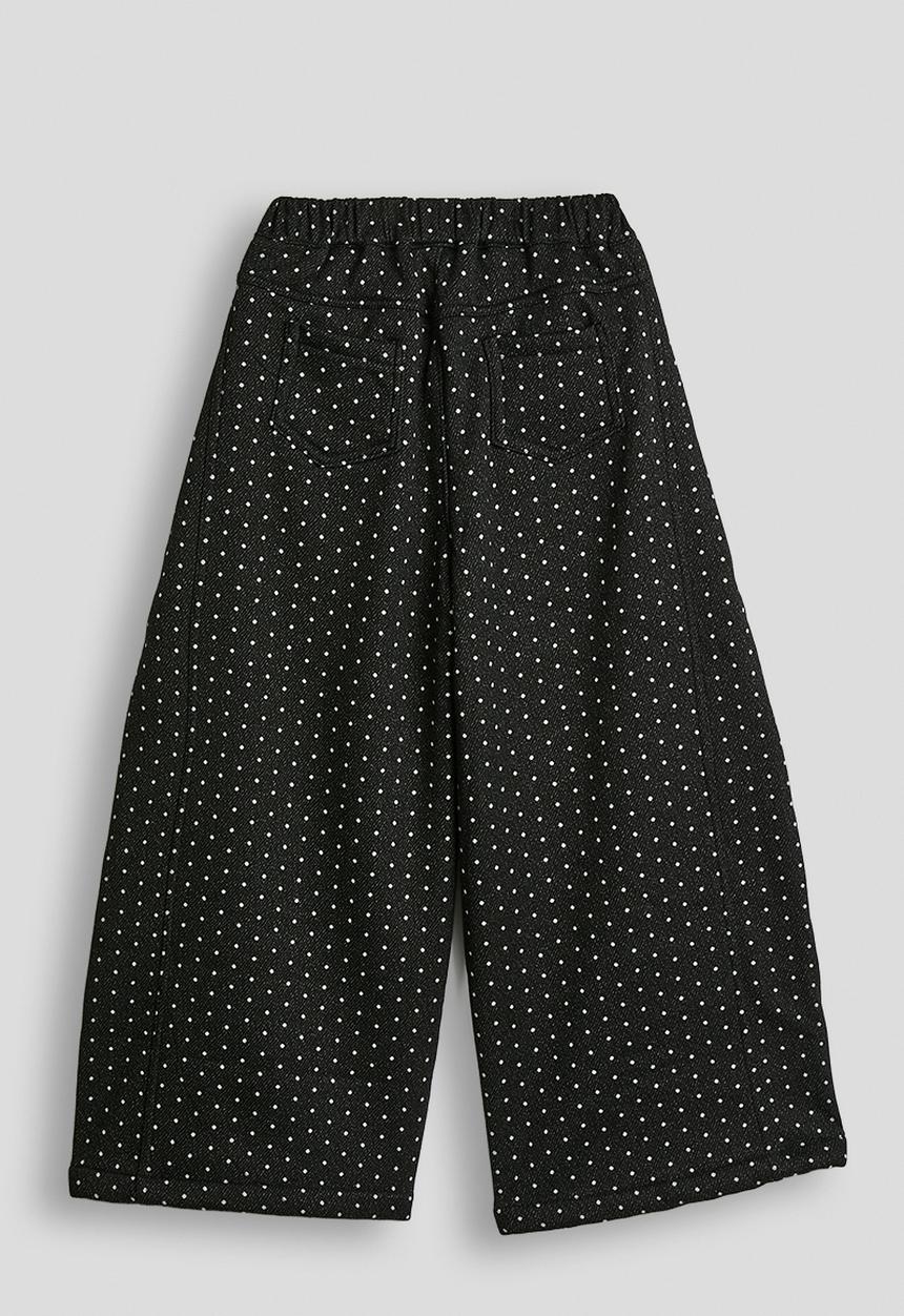 Pop Candy - Polka printed wide leg pants - black