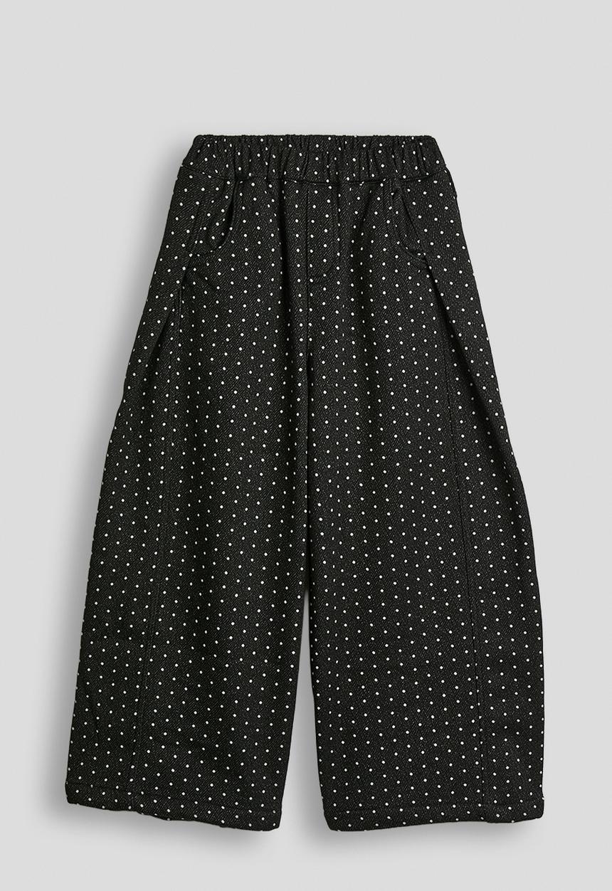 Pop Candy - Polka printed wide leg pants - black