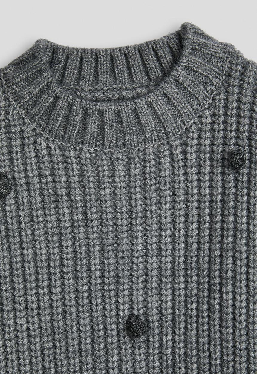 Pop Candy - Pom pom knit jumper - grey