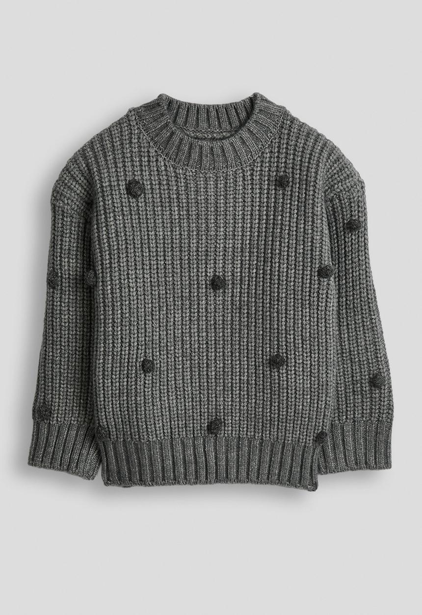 Pop Candy - Pom pom knit jumper - grey