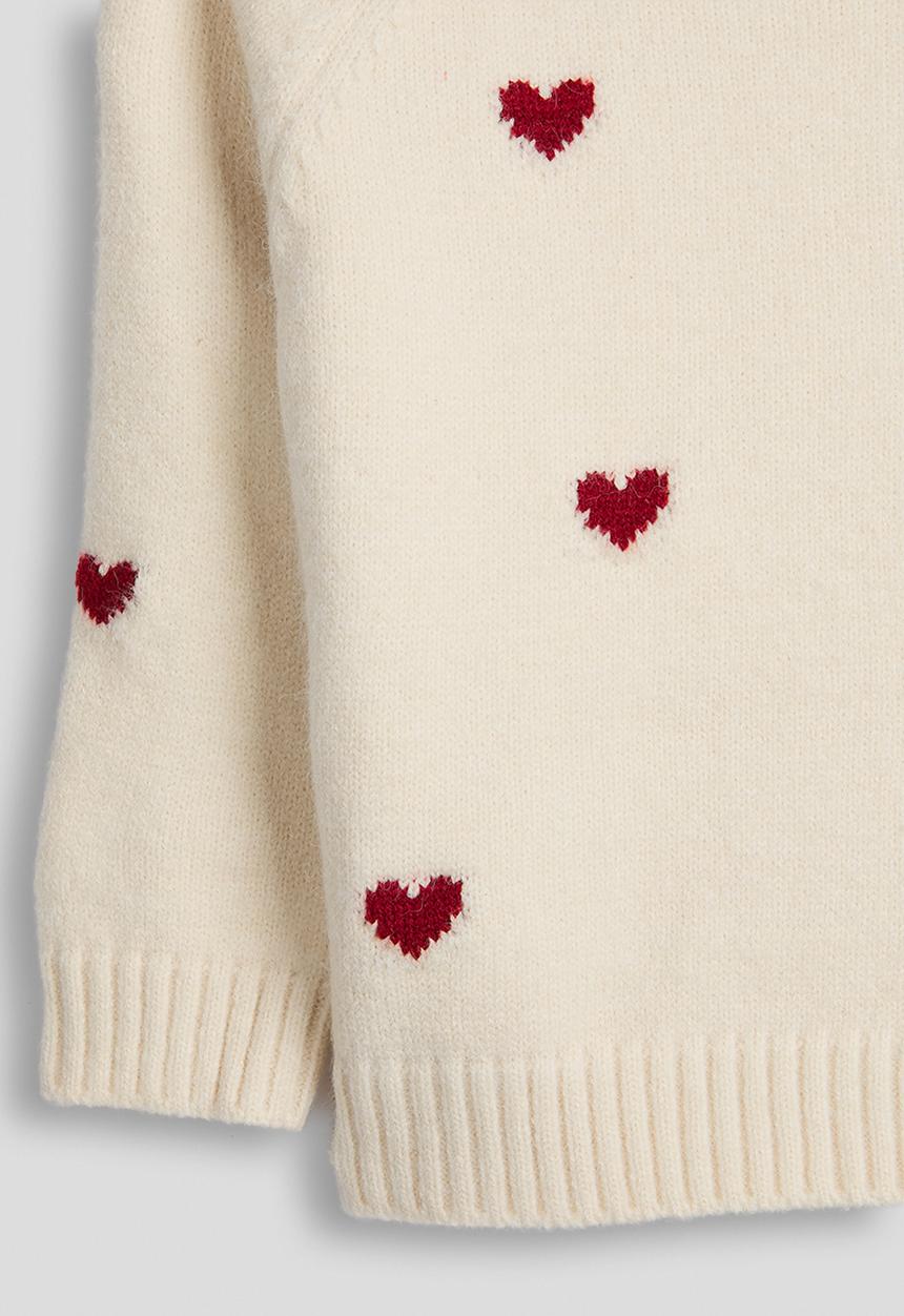Pop Candy - Knit heart printed jumper - cream