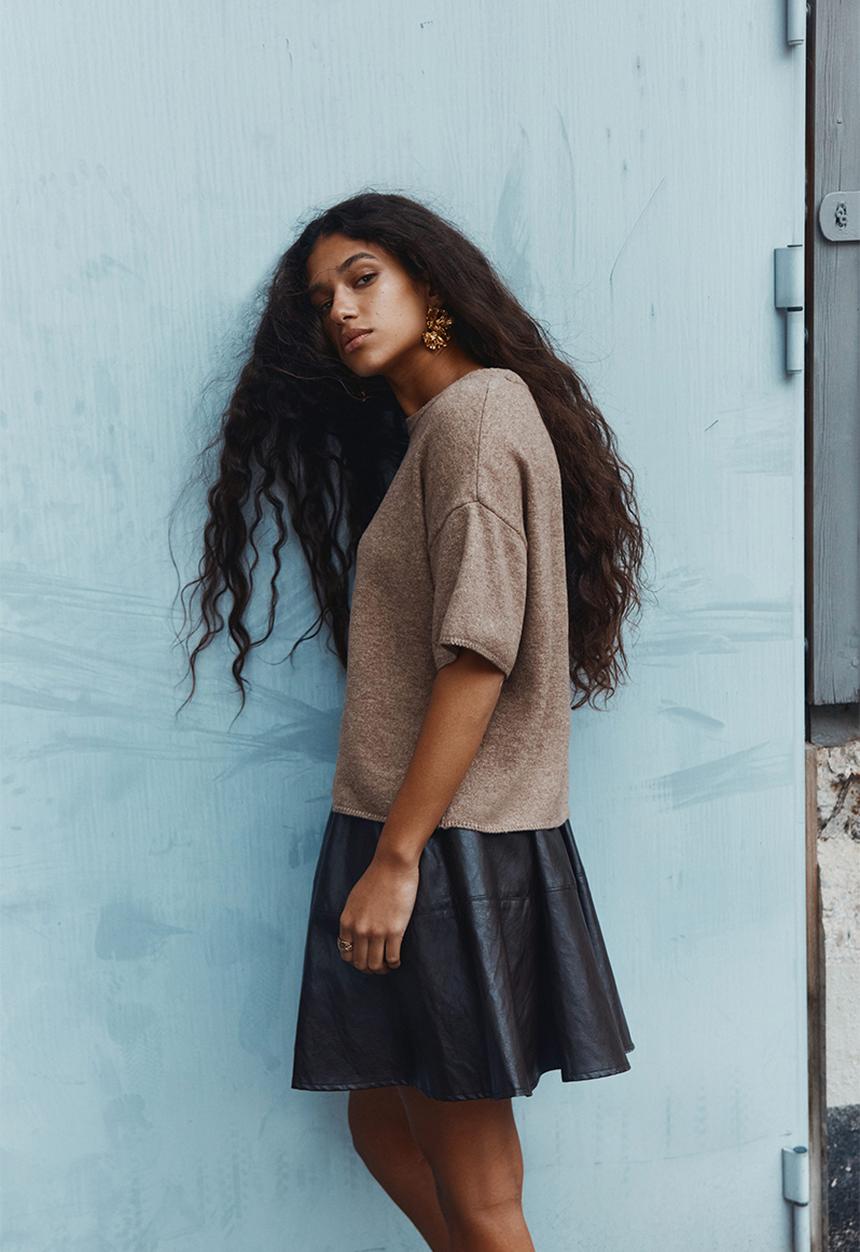 H&M - Short-sleeved jumper - dark beige