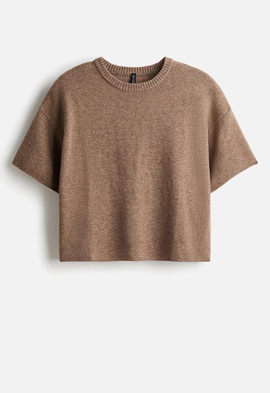 H&M - Short-sleeved jumper - dark beige