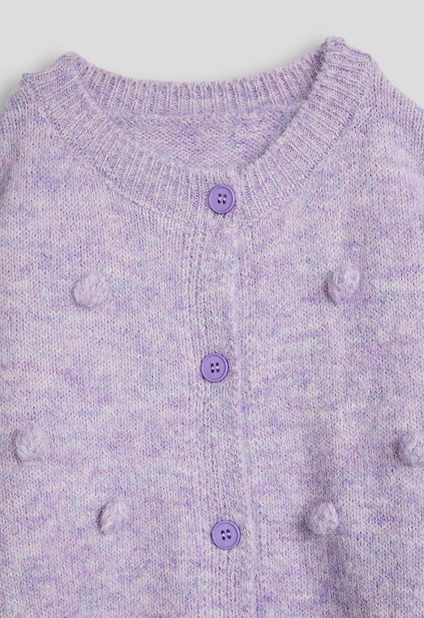 Pop Candy - Melange pom pom knit cardigan - purple
