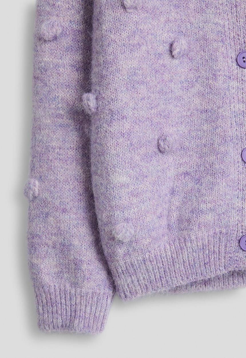 Pop Candy - Melange pom pom knit cardigan - purple